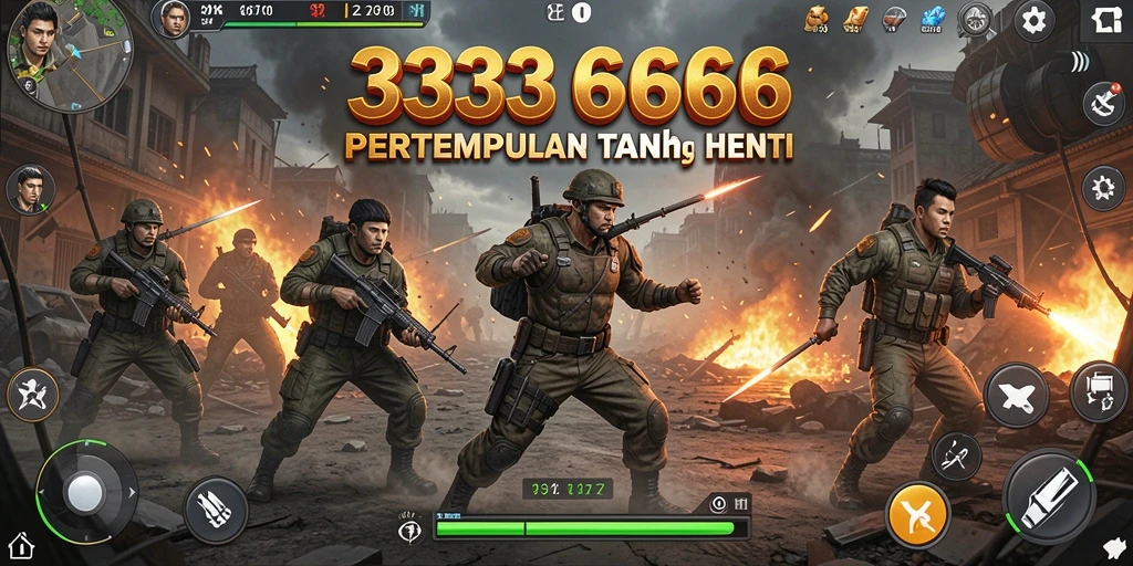 Tangkapan layar dari gameplay 333666 yang menampilkan aksi pertempuran sengit.
