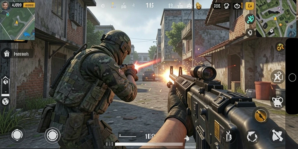 Tangkapan layar dari gameplay FPS AJO89 yang intens dan seru.