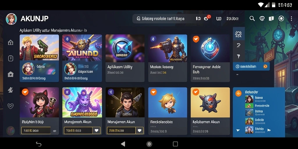 Tampilan screenshot utama AKUNJP menampilkan fitur pengelolaan akun yang intuitif.