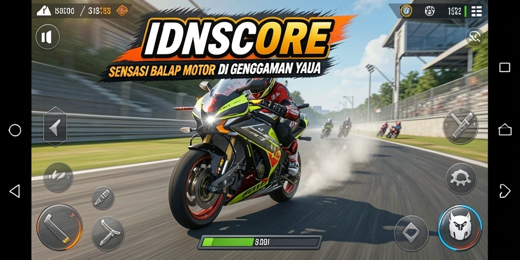 Screenshot menampilkan aksi balap motor yang seru dan mendebarkan.