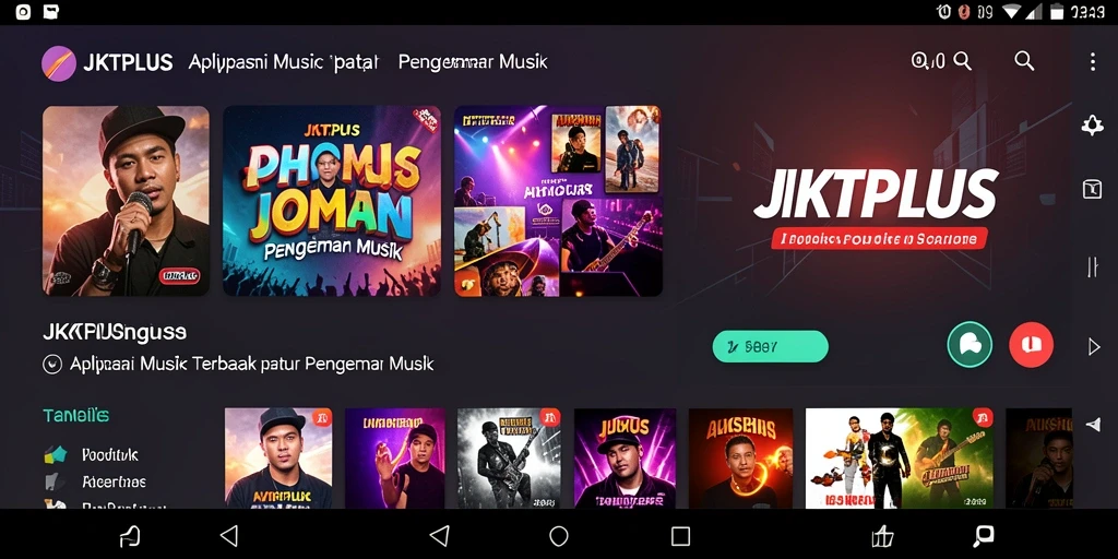 Tampilan aplikasi JKTPLUS yang menarik dengan berbagai pilihan lagu.