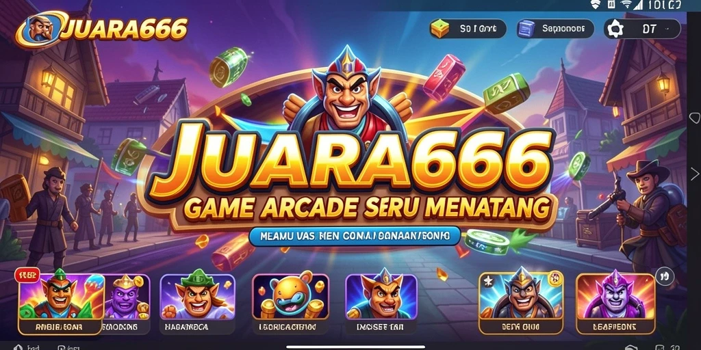 Screenshot utama JUARA666 menunjukkan aksi gameplay yang seru dan penuh warna.