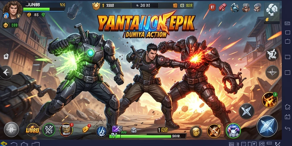 Screenshot menunjukkan momen pertarungan epik di JUN88.