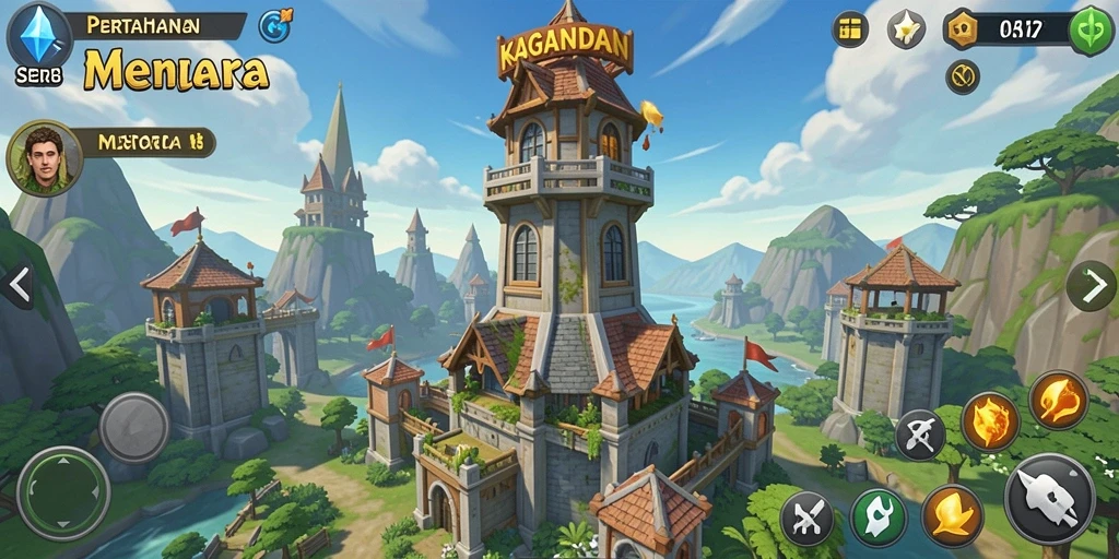 Gameplay KAGANDAN yang seru dengan menara dan strategi pertahanan.