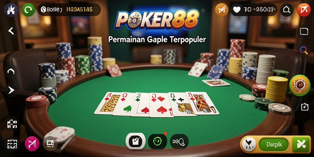 Screenshot gameplay POKER88 dengan suasana permainan Gaple yang menarik.
