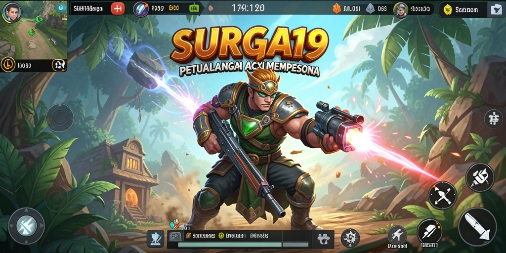 Tampilan gameplay action penuh ketegangan dari SURGA19.