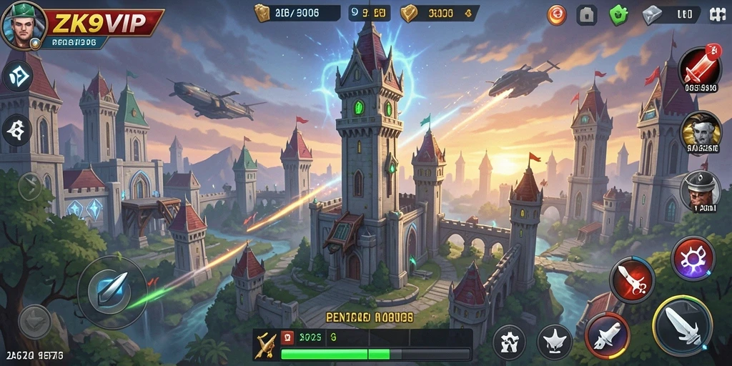 Tampilan gameplay menara pertahanan ZK9VIP yang seru dan menantang.