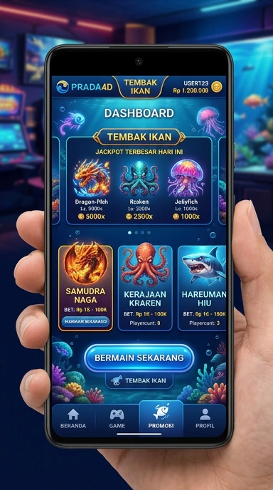 Tampilan utama aplikasi prada4d dengan berbagai pilihan aplikasi.
